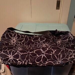 Neiman Marcus Black Floral Print Tote